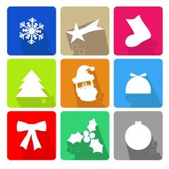 Christmas icons set with objects typical of the party - colored