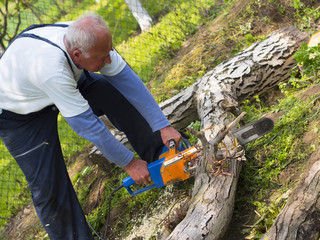 Naklejka premium senior man as lumberjack