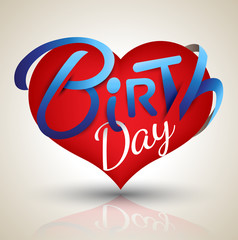 Heart with birth day text.