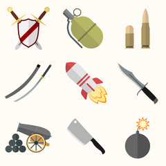 Weapon vector icon set