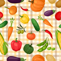 Seamless pattern with fresh ripe stylized vegetables.