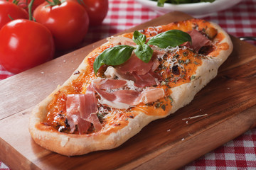 Italian pizza with prosciutto
