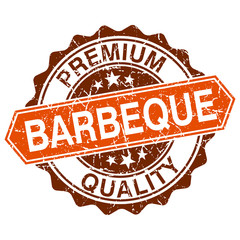 Obraz premium Barbeque grungy stamp isolated on white background