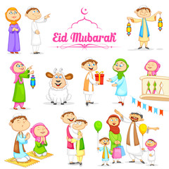 Obraz na płótnie Canvas Muslim people celebrating Eid