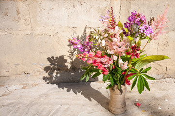 Fototapeta na wymiar still life bouquet with lupines