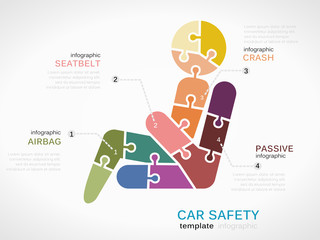 Infographic template with seatbelt made out of puzzle pieces