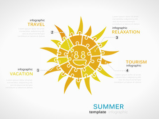 Fototapeta premium Infographic template with the sun made out of puzzle pieces