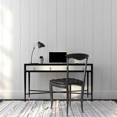 Office interior in a stylish black and white colors