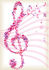 vector music clef made of notes