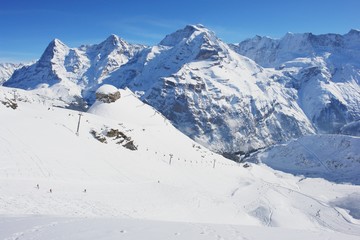 Fototapeta na wymiar Schilthorn, ski resort in the Bernese Alps, Switzerland