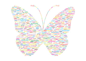 romantic vector butterfly made of words
