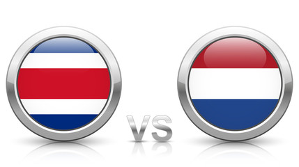 Costa Rica vs. Netherlands - icons buttons with national flags