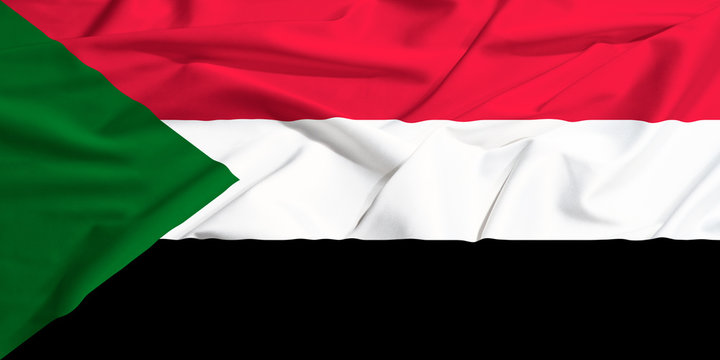 sudan flag on a silk drape waving