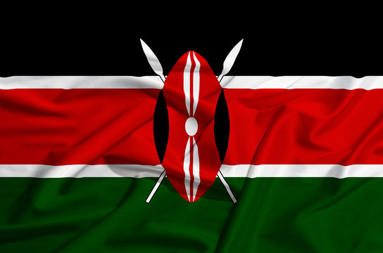 Kenya flag on a silk drape waving