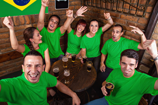 Brazilian Sport fans In Pub