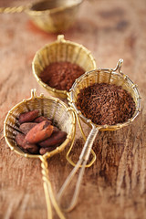 hot chocolate flakes with chilli flavor in old rustic style silv