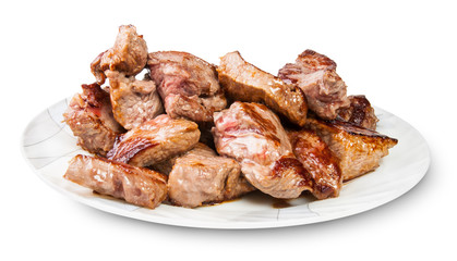 Grilled Meat On A White Plate