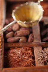 cocoa powder in old spicy box