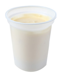 Glass of yogurt isolated on white