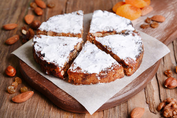 Delicious cake panforte on table close-up