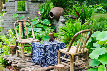 Chinese traditional courtyard scenery  in hangzhou