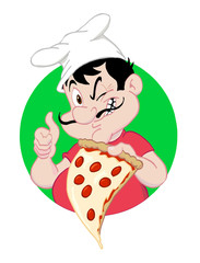 Pizza Guy Holding A Slice