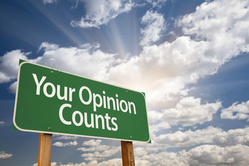 Your Opinion Counts Green Road Sign
