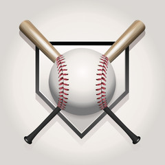 Baseball, Bat, Homeplate Illustration
