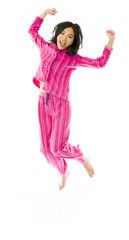 Young Asian woman jumping in excitement