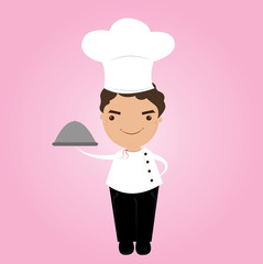 chef icon over pink background vector illustration