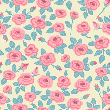 Seamless pattern of roses.