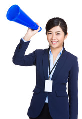 Business woman hold megaphone