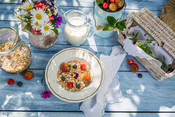 Preparations for breakfast in the garden
