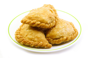 Curry puffs 3 pieces on plate