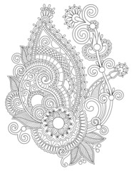 original digital draw line art ornate flower design