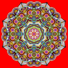 Circle lace ornament, round ornamental geometric doily pattern