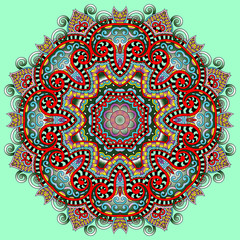 Circle lace ornament, round ornamental geometric doily pattern