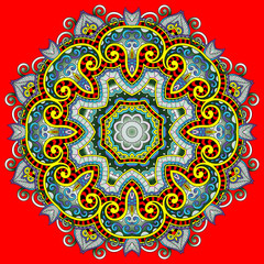 Circle lace ornament, round ornamental geometric doily pattern