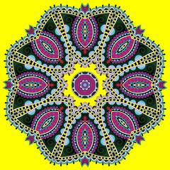 Circle lace ornament, round ornamental geometric doily pattern