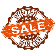 Winter sale grungy stamp isolated on white background