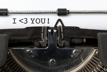 I love you, written on vintage typewriter