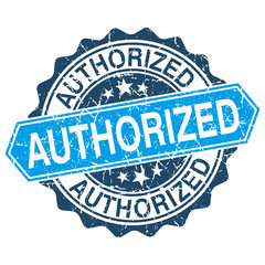 Fototapeta premium Authorized grungy stamp isolated on white background