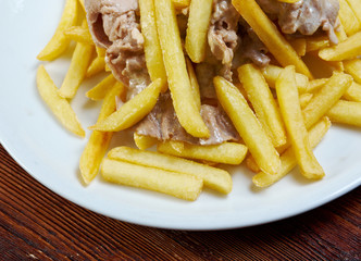 Slice pork  and french fries