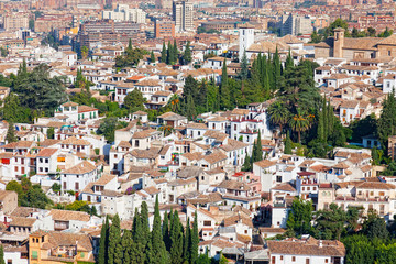 Fototapeta na wymiar top view on residential quarters of Granada, Spain