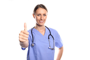 Krankenschwester gibt Daumen hoch