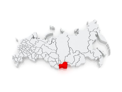Map of the Russian Federation. Republic of Tyva (Tuva).