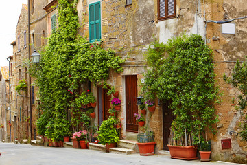 Street of the medieval village. Italy, Tuscany