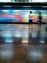 People at subway train station