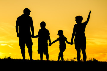 Fototapeta na wymiar Happy family silhouette