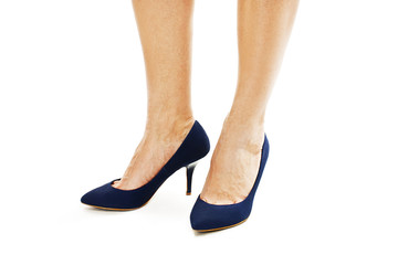 Beautiful, sexy, women's legs in blue shoes